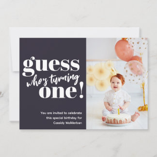 Minimalistisches Foto Baby 1. Geburtstag Einladung