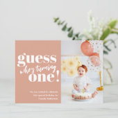 Minimalistisches Foto Baby 1. Geburtstag Einladung (Stehend Vorderseite)
