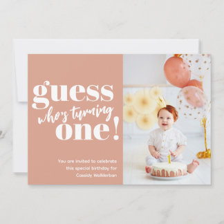 Minimalistisches Foto Baby 1. Geburtstag Einladung