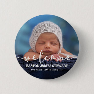 Minimalistisches Foto Baby Geburtserklärung Button
