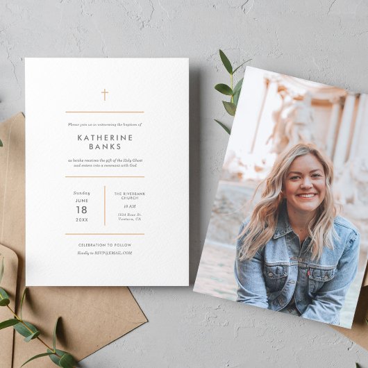 Minimalistisches Foto Baptisim Einladung