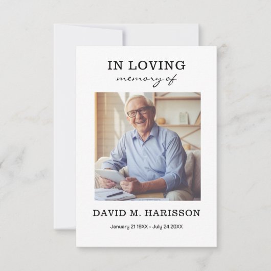 Minimalistisches Foto Beerdigung Dankeskarte (Vorderseite)