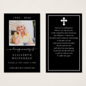 Minimalistisches Foto Beerdigung Gebet Black Card (Vorne & Hinten)