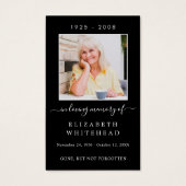 Minimalistisches Foto Beerdigung Gebet Black Card (Vorderseite)