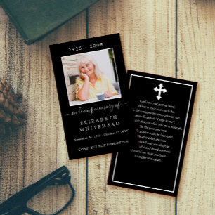 Minimalistisches Foto Beerdigung Gebet Black Card