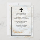 Minimalistisches Foto Beerdigung Gebet Marmor Gold Einladung (Rückseite)