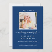 Minimalistisches Foto Beerdigung Gebet Royal Blue Einladung (Vorderseite)