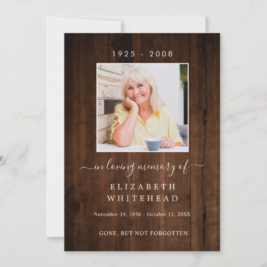 Minimalistisches Foto Beerdigung Gebet Rustikales Einladung (Vorderseite)