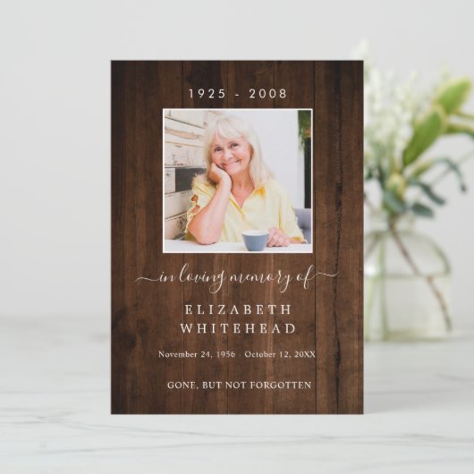 Minimalistisches Foto Beerdigung Gebet Rustikales Einladung (Stehend Vorderseite)