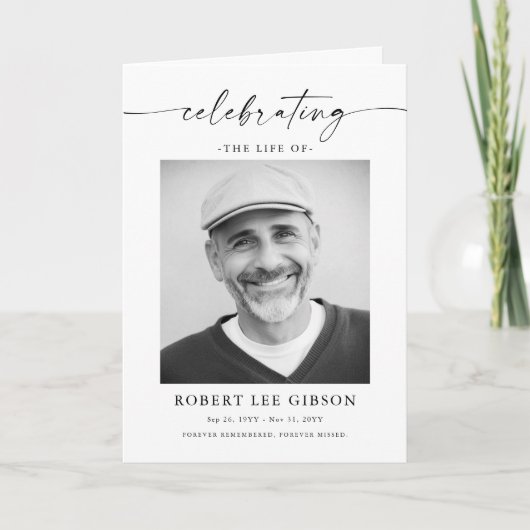 Minimalistisches Foto Beerdigungsauftrag geklappt Programm (Vorderseite)