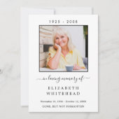 Minimalistisches Foto Beerdigungskarte Dankeskarte (Vorderseite)