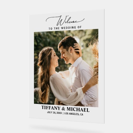 Minimalistisches Foto Begrüßung Klar Acrylschild (Winkel)