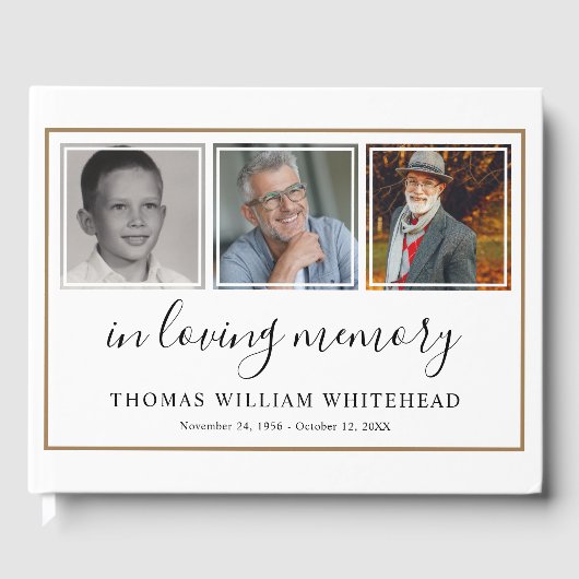 Minimalistisches Foto Beileid Beerdigung Wasserfar Gästebuch (Vorderseite)