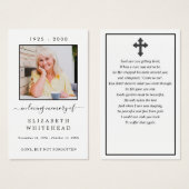 Minimalistisches Foto Beileid Beerdigungskarte (Vorne & Hinten)
