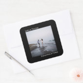 Minimalistisches Foto Black Liebe & Danke Hochzeit Quadratischer Aufkleber (Umschlag)