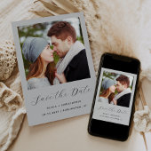 Minimalistisches Foto Blassgraues Skript Save The Date