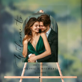 Minimalistisches Foto Bogen Hochzeit Willkommen Acrylschild (Neutral)