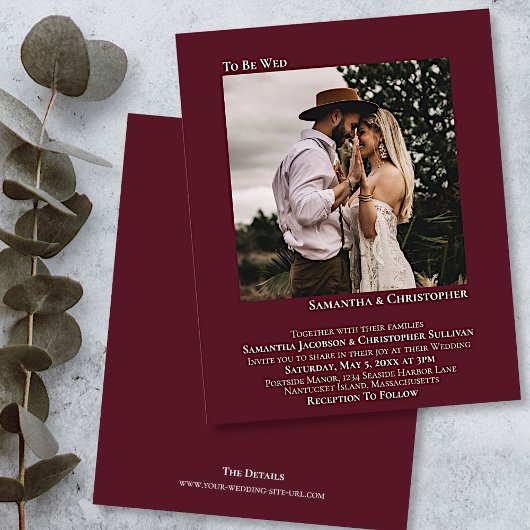 Minimalistisches Foto Burgund HAUSHALT Einladung