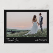 Minimalistisches Foto Calligraphy Wedding Danke Postkarte (Vorderseite)