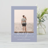 Minimalistisches FOTO DANKE DANK Dusty Blue (Stehend Vorderseite)