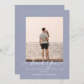 Minimalistisches FOTO DANKE DANK Dusty Blue (Vorne/Hinten)