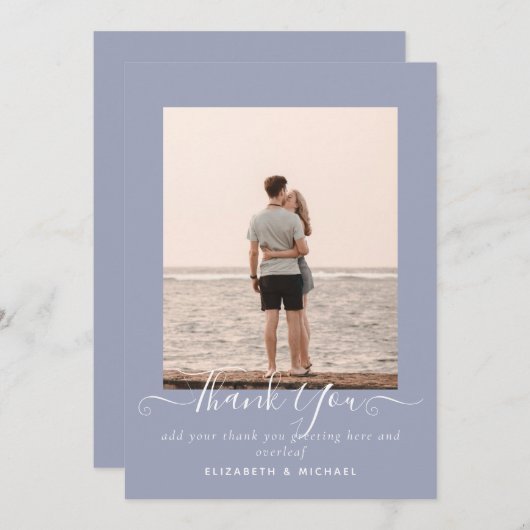 Minimalistisches FOTO DANKE DANK Dusty Blue (Vorne/Hinten)