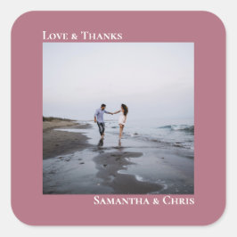 Minimalistisches Foto Dusty Rose Liebe & Danke Hoc Quadratischer Aufkleber