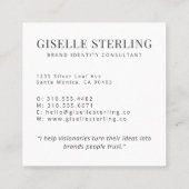 Minimalistisches Foto Einfache Berufliche Bezeichn Quadratische Visitenkarte (Rückseite)