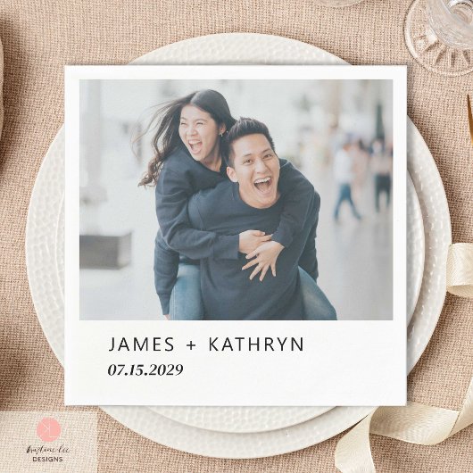 Minimalistisches Foto Einfaches Elegantes Hochzeit Serviette