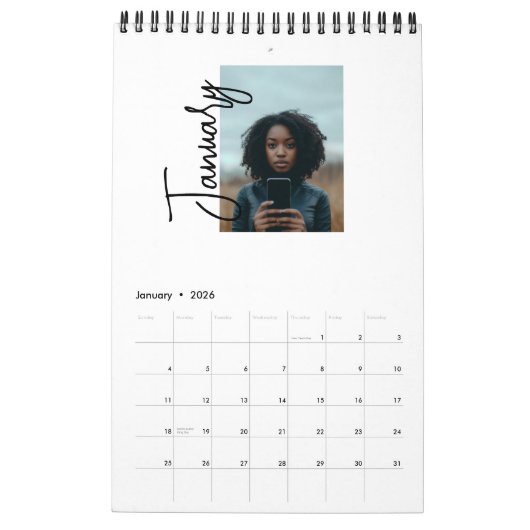 Minimalistisches Foto Einfaches Schreiben von Skri Kalender (Jan 2026)