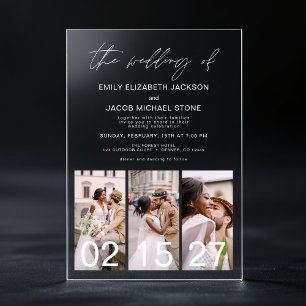 Minimalistisches Foto Elegante Moderne Hochzeit 3  Acryleinladungen