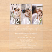 Minimalistisches Foto Elegante Moderne Hochzeit 3  Acryleinladungen (Vorderseite)