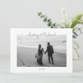 Minimalistisches Foto Elopement & Hochzeitsempfang Einladung (Stehend Vorderseite)