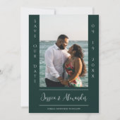 Minimalistisches Foto | Emerald Green Save the Dat Date (Vorderseite)