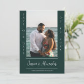 Minimalistisches Foto | Emerald Green Save the Dat Date (Stehend Vorderseite)