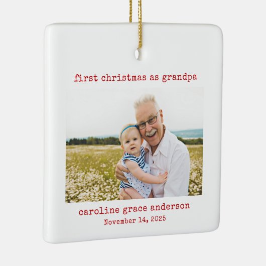 Minimalistisches Foto Erste Weihnachten als Großva Keramikornament (Rechts)