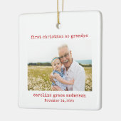 Minimalistisches Foto Erste Weihnachten als Großva Keramikornament (Links)