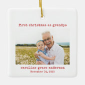Minimalistisches Foto Erste Weihnachten als Großva Keramikornament (Vorderseite)