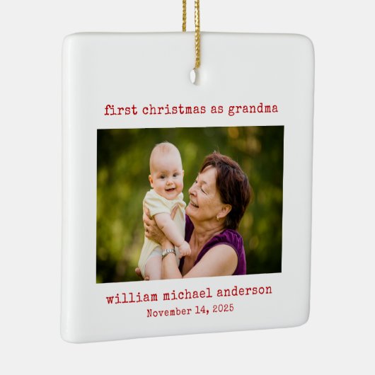 Minimalistisches Foto Erste Weihnachten als Oma Keramikornament (Rechts)