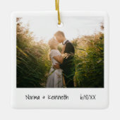 Minimalistisches Foto Erste Weihnachten Verheirate Keramikornament (Vorderseite)