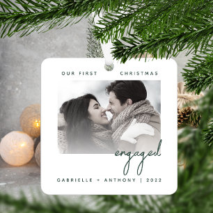 Minimalistisches Foto Erste Weihnachten Verlobt Gr Ornament Aus Metall