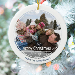 Minimalistisches Foto Familie frohe Weihnachten Kl Keramik Ornament