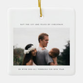 Minimalistisches Foto Freude und Heiligenfrieden Keramikornament (Vorderseite)