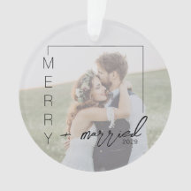 Minimalistisches Foto Froh und Verheiratet Ornamen
