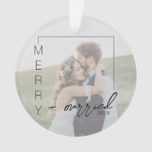 Minimalistisches Foto Froh und Verheiratet Ornamen