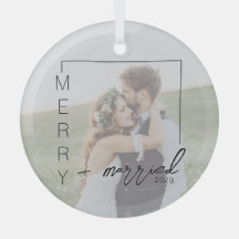 Minimalistisches Foto Froh und Verheiratet Ornamen