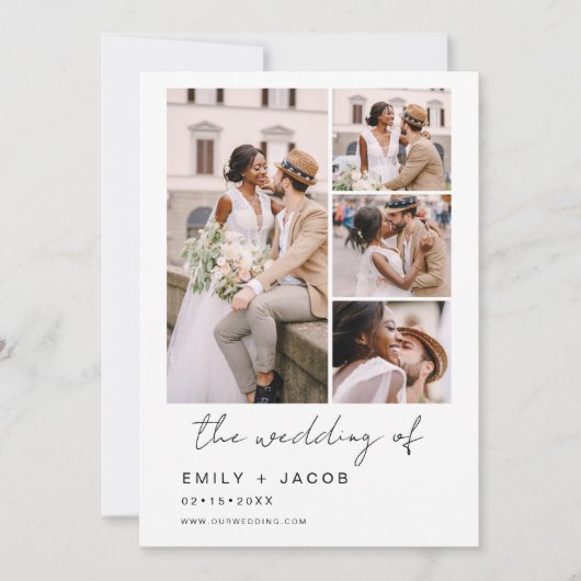 Minimalistisches Foto Fünf Foto Hochzeit Einladung (Vorderseite)