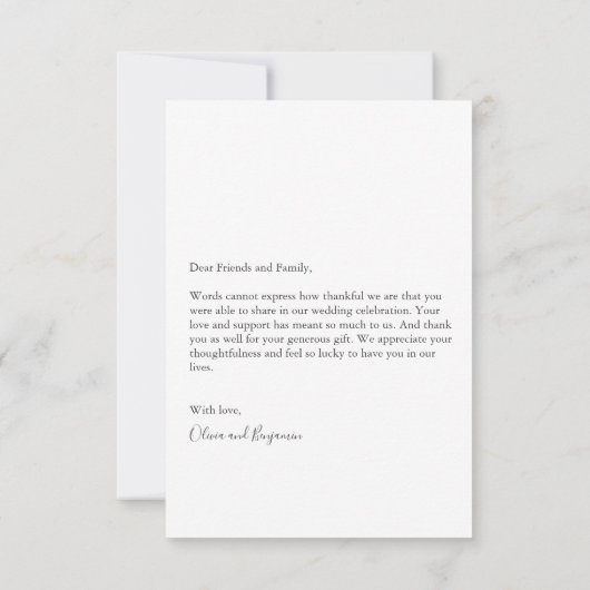 Minimalistisches Foto für benutzerdefinierte Meldu Dankeskarte (Rückseite)