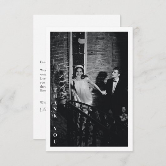 Minimalistisches Foto für benutzerdefinierte Meldu Dankeskarte (Vorne/Hinten)