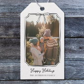 Minimalistisches Foto für einfache Bow-Schwarzweiß Geschenkanhänger